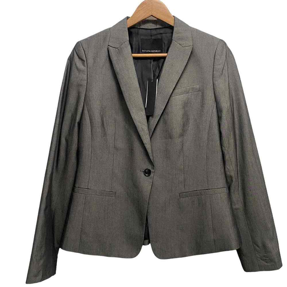 Banana Republic Womens Gray Silk Blend 2 Button Blazer New $198 Size 8